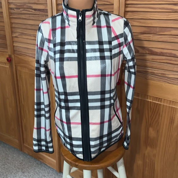 Reversible lambkin British plaid/baby pink zipper jacket size medium - Picture 3 of 16